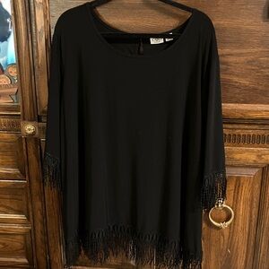 CATO Elegant Black Fringe Blouse